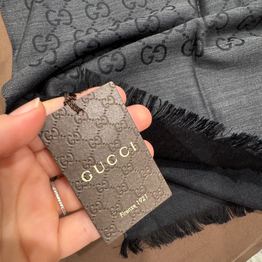 Gucci Charcoal and Black Monogram Scarf - Picture 4 of 4